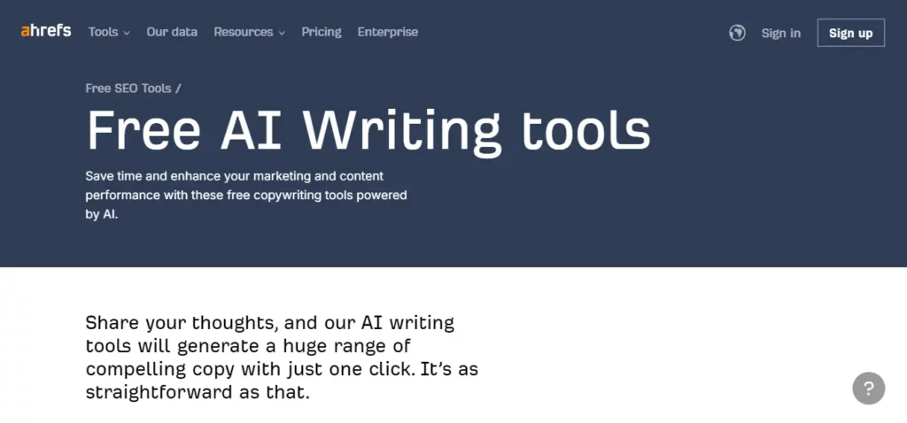 ai writing tools - ahrefs