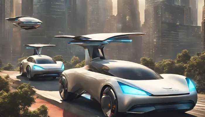 as flying cars zoom past, skyscrapers gossip over morning coffee in a futuristic cityscape prompts for dall e