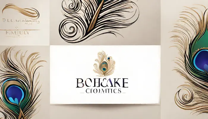 design a logo for luxury cosmetics using a stylized peacock feather dall e prompts