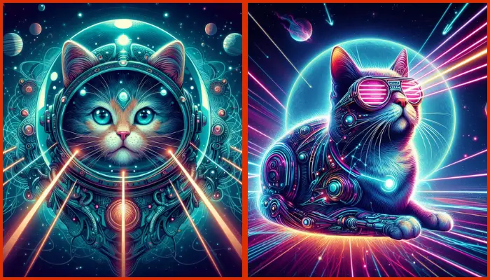digital art of a space cat with lasers