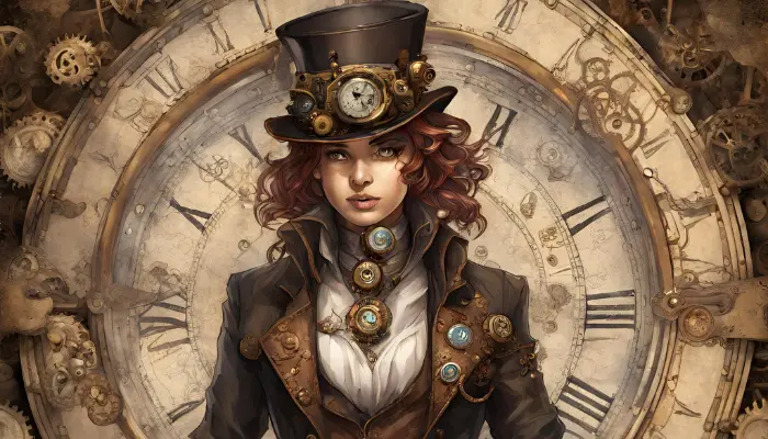 embrace the steampunk aesthetic with a steampunk-style avatar adorned with intricate gears and a compass pendant with a clockwork backdrop dall e prompts