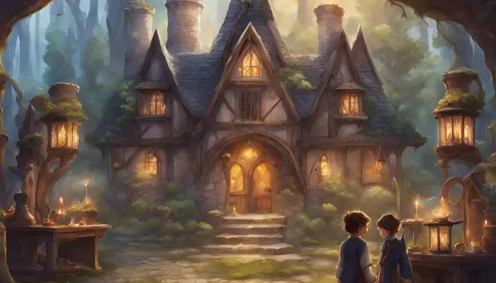 establish a magical academy surrounded by enchanted forests, where young wizards, witches, and sorcerers learn the elements and master spells and potions prompt for dall e