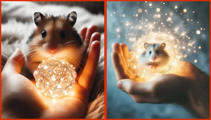 hand of fuzzy hamster holding ball of light