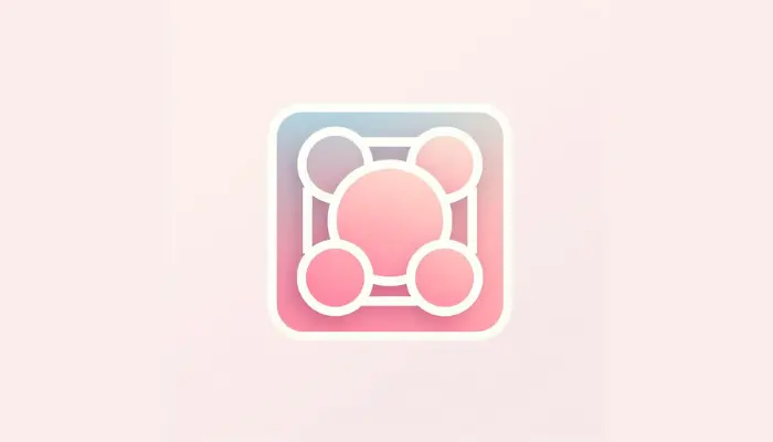 pink background and four circles for the logo