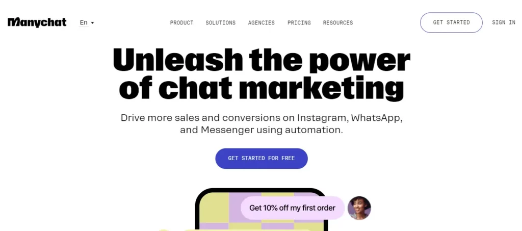 manychat - free ai tools for marketing