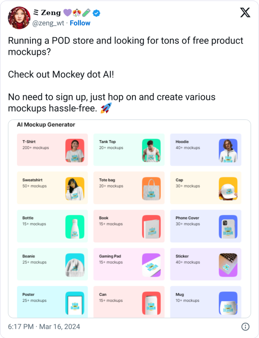 Top twitters posts for mockey.ai For free mockup generator