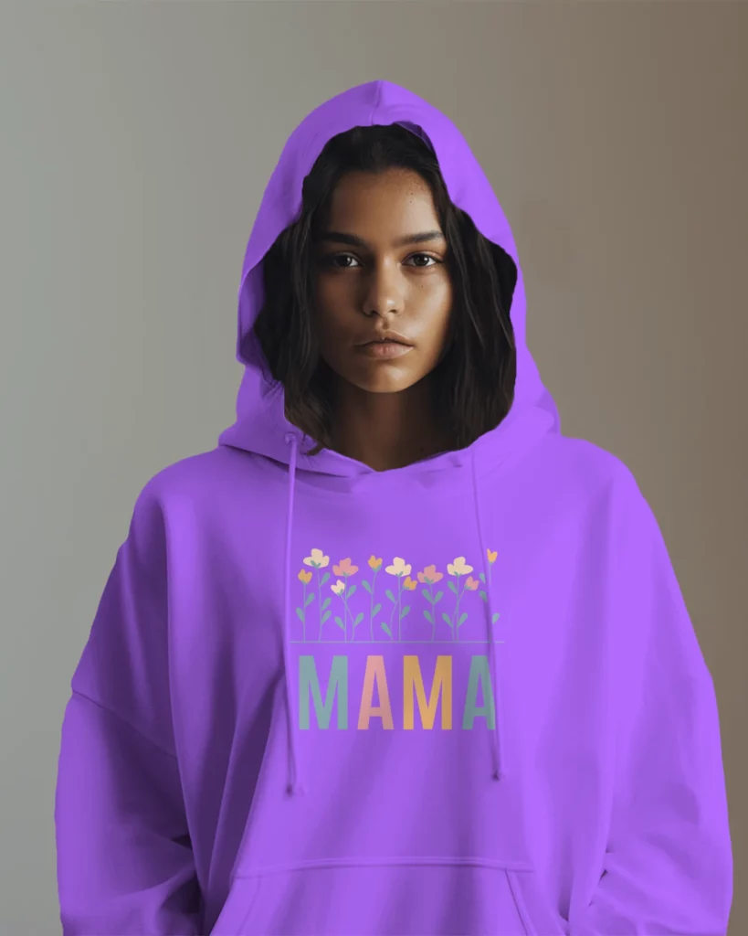 AI women blue hoodie mockup