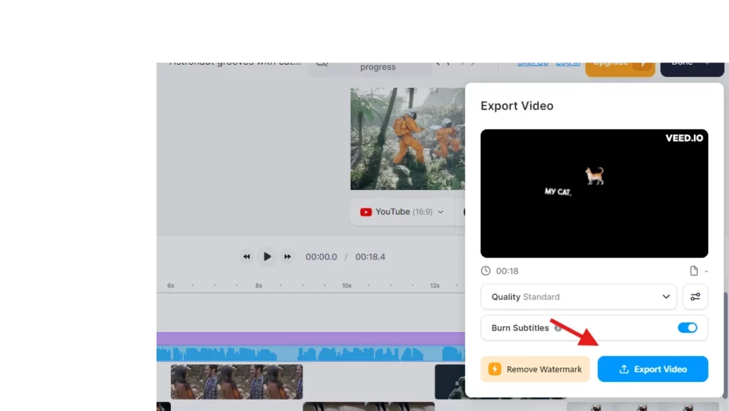 click on export video in veed.io best ai video generator