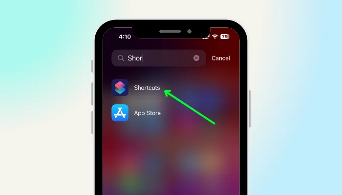 click on shortcut app - how to make a photo collage on iphone