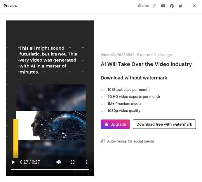 download your ai video with invideo d-id alternative