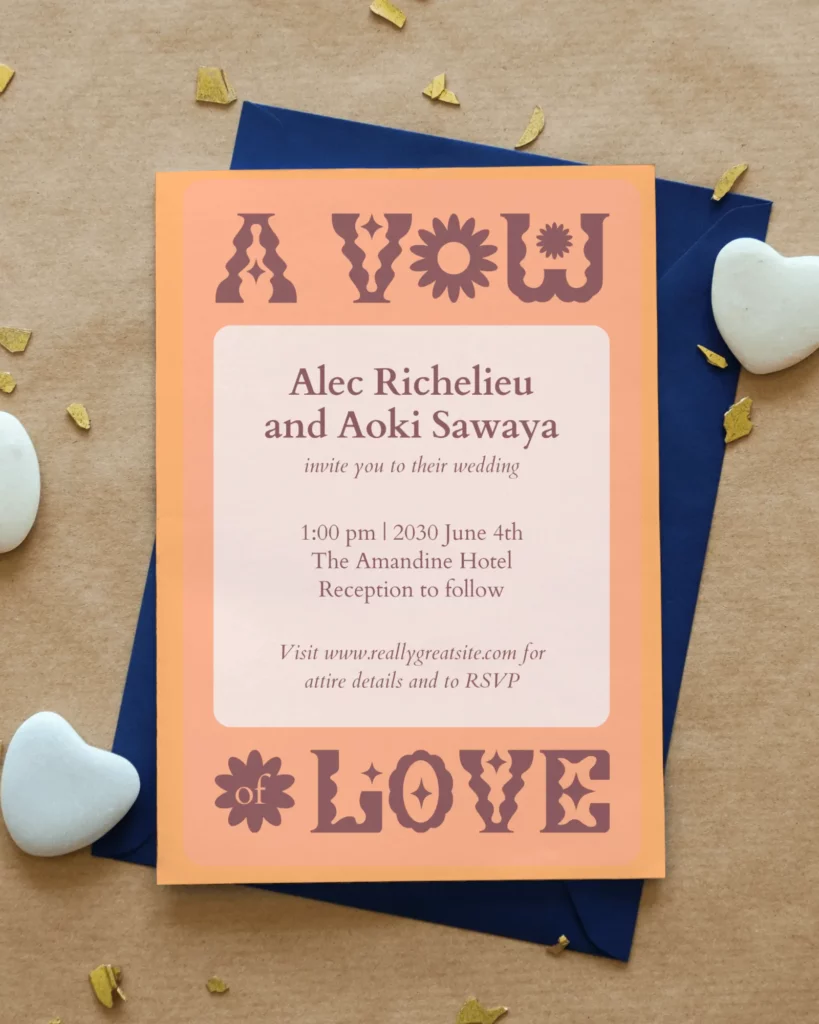 greeting card mockup on sand paper with heart shaped stones lying beside 1