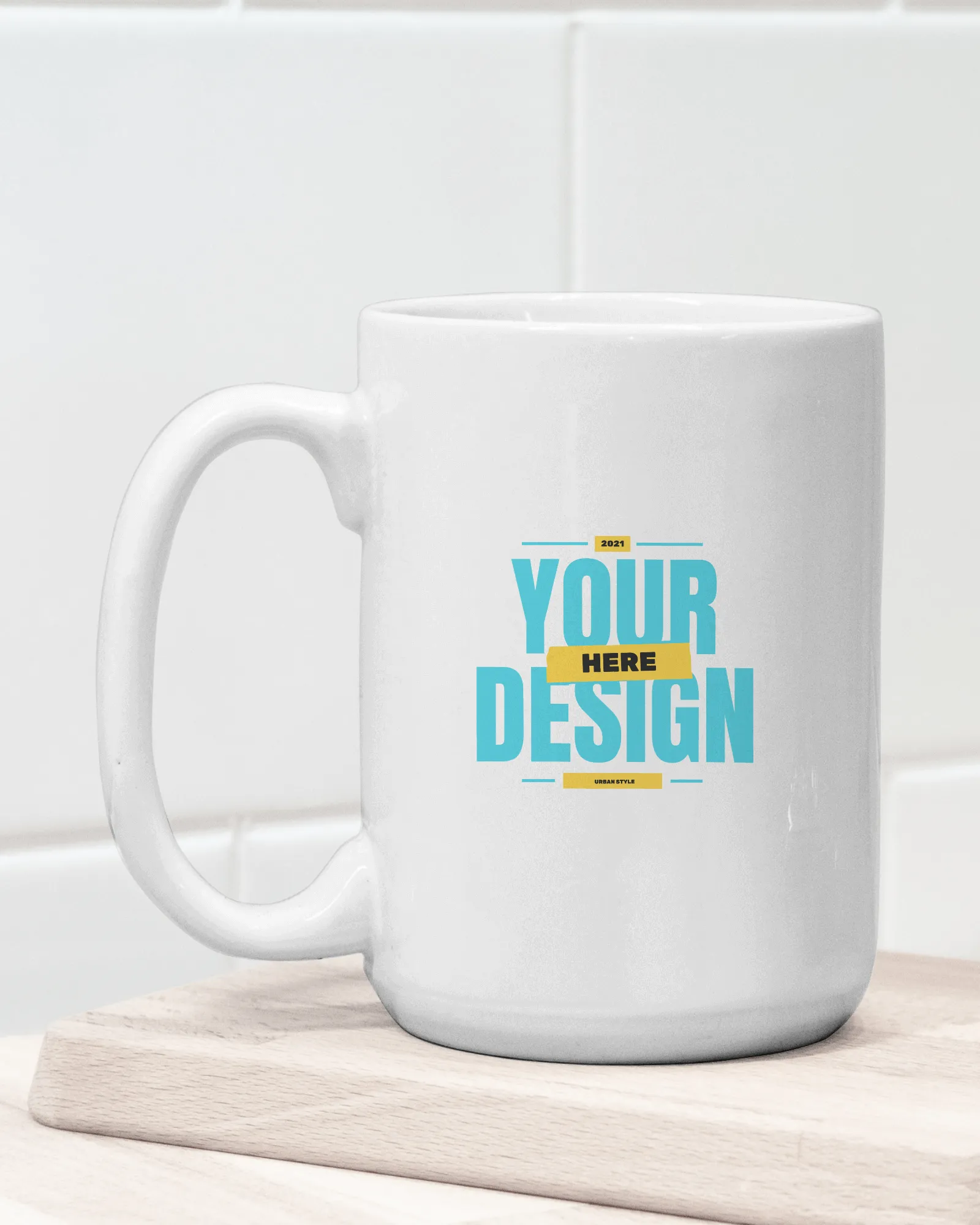 Mockup of a Customizable 11 oz Coffee Mug