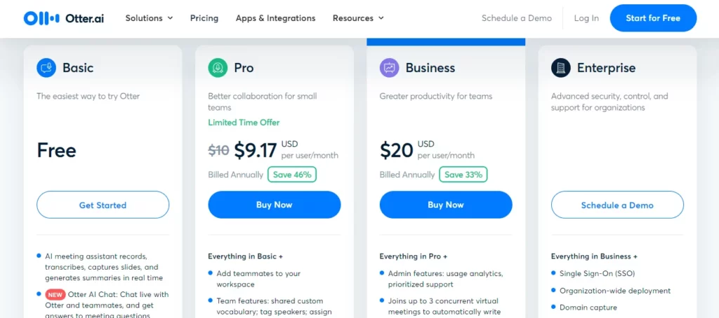 otter.ai pricing