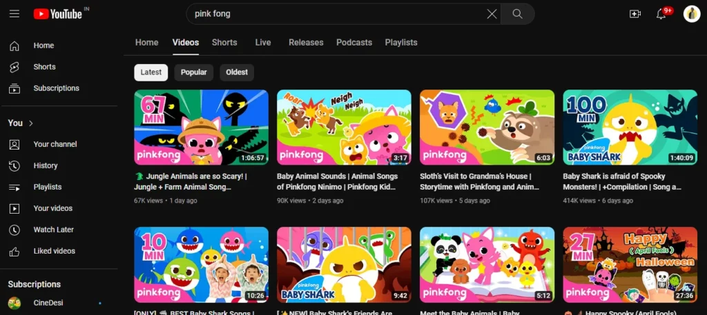 pink fong youtube video thumbnail example
