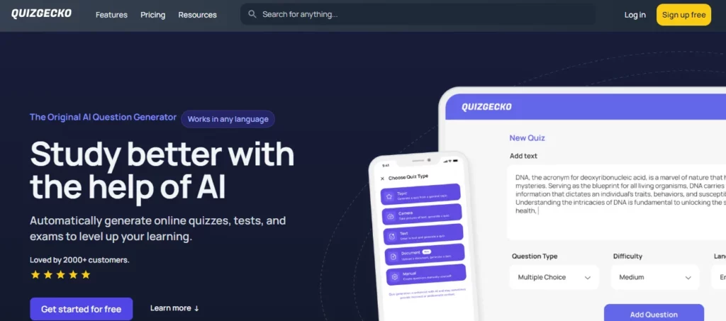 quizgecko - one of the best ai tools for students