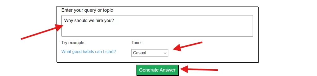 select editpad topic, tone, and click generate answer option