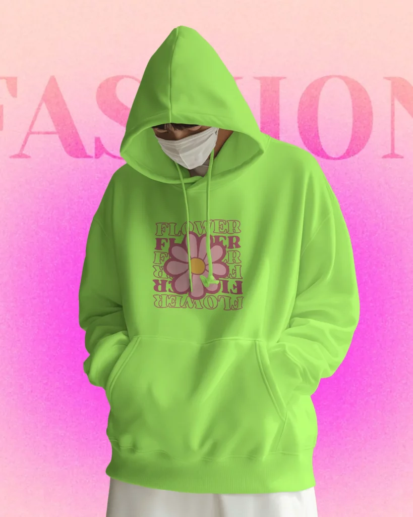 stylish hoodie mockup wore by a young man looking down