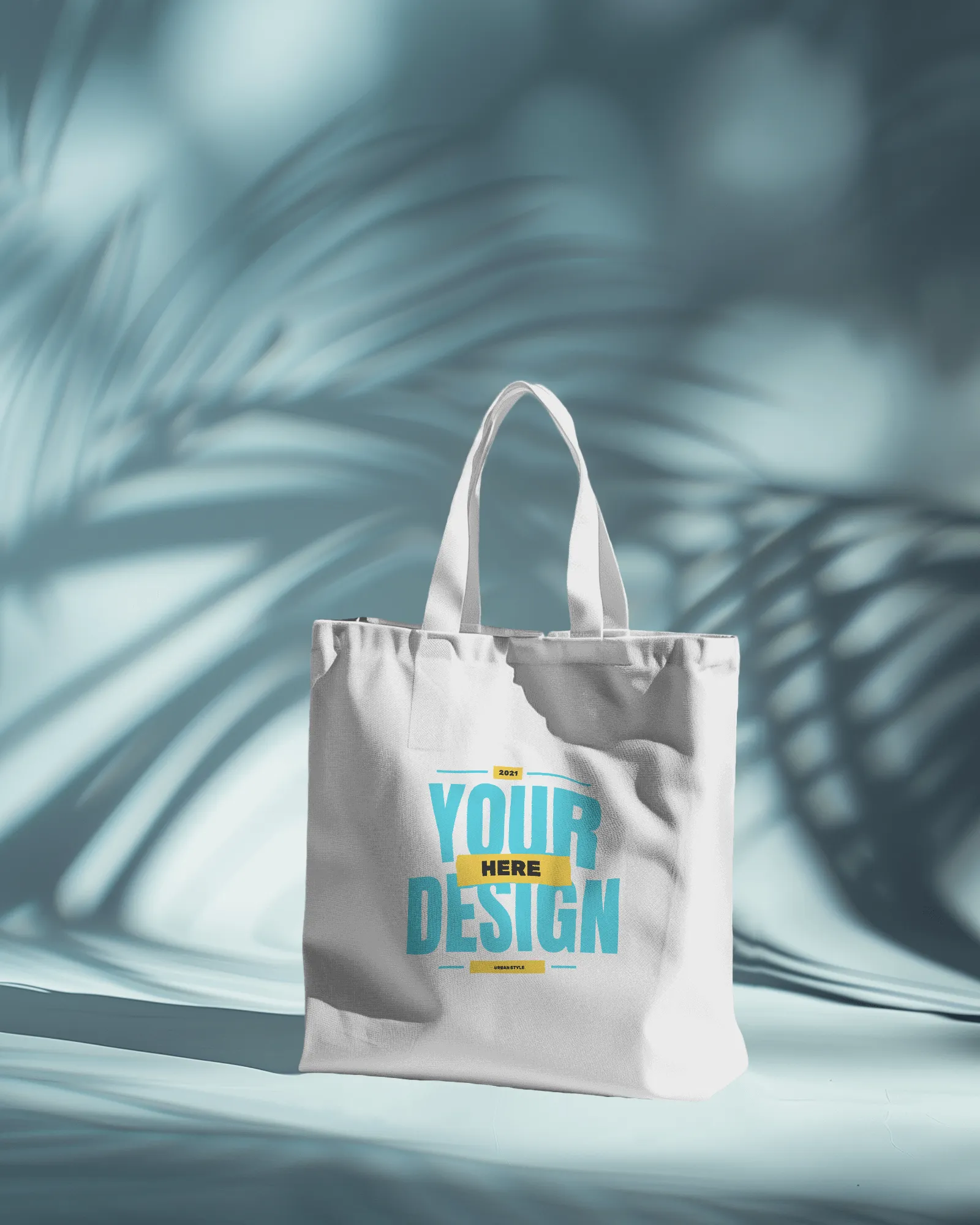 tote bag mockup with aesthetic background