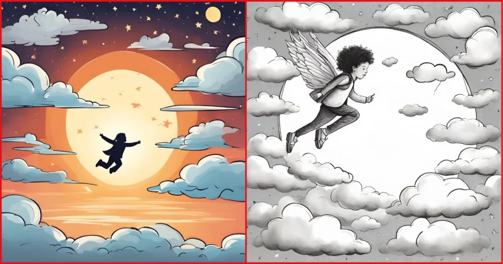 Imagine you can fly and draw yourself in the sky drawing prompt for kids