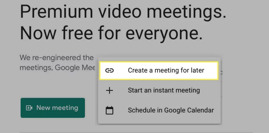 create a meeting for later