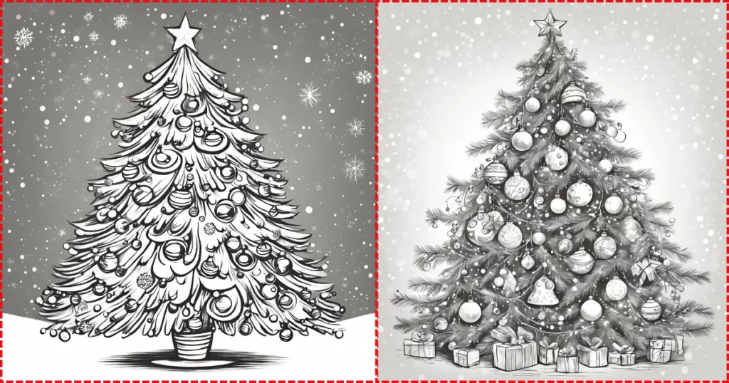 decorated christmas tree christmas drawing prompt