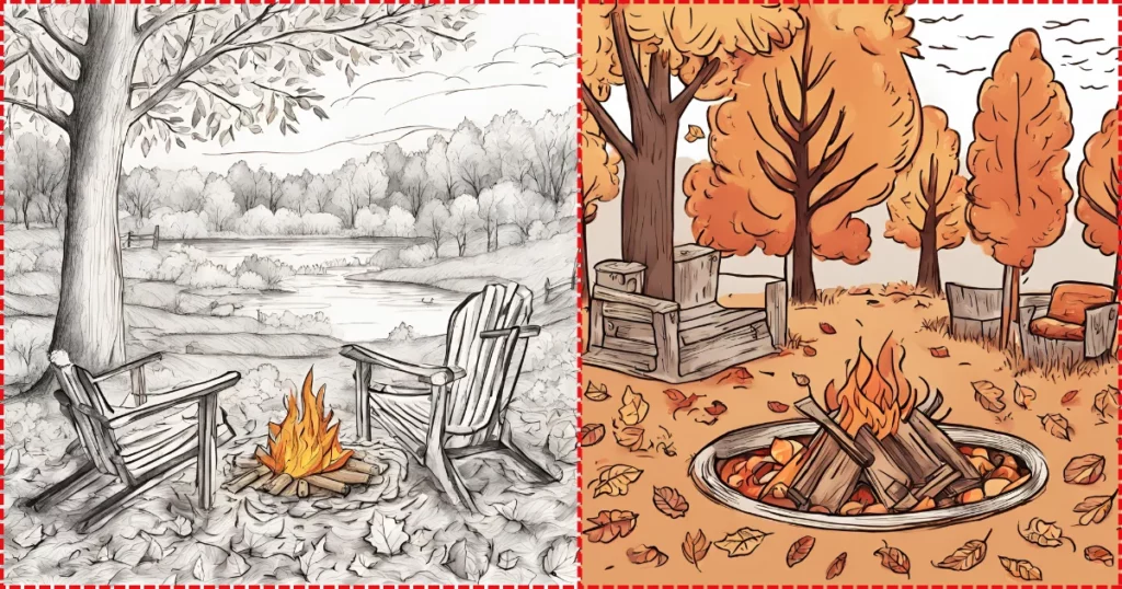 draw a warm, autumn setting with leaves and a fire november drawing prompt