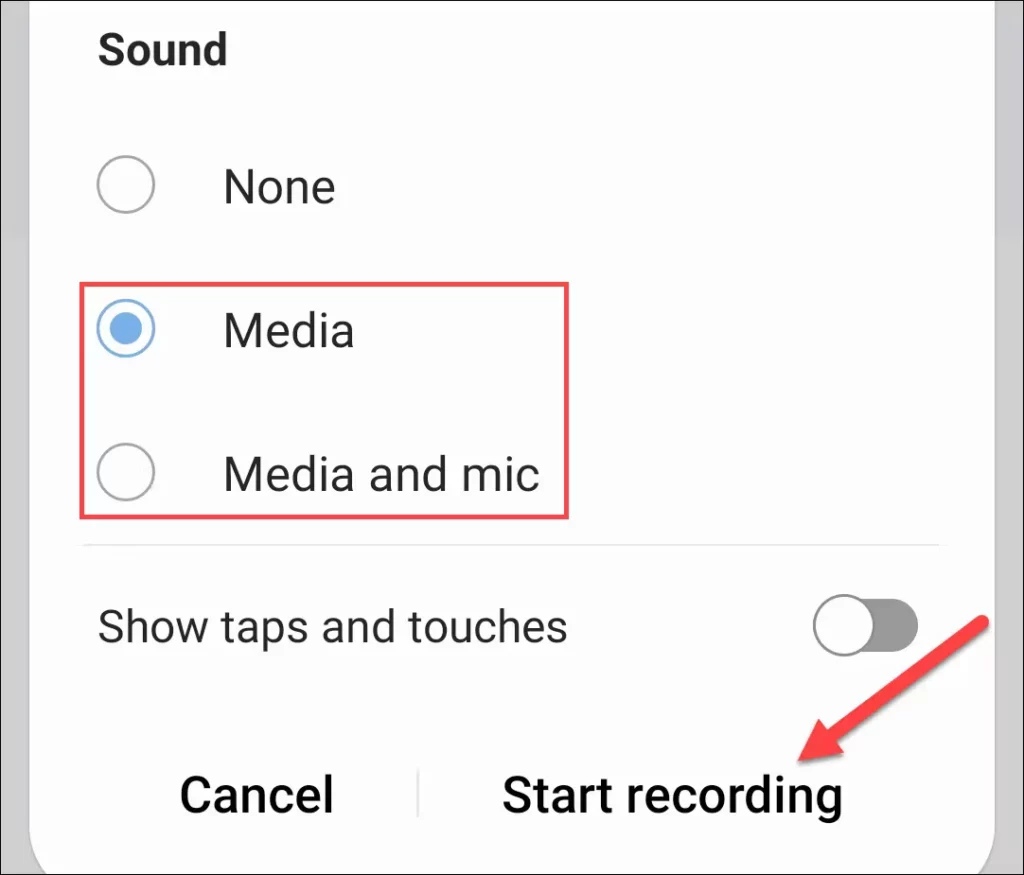 media and mic option for android to record google meet