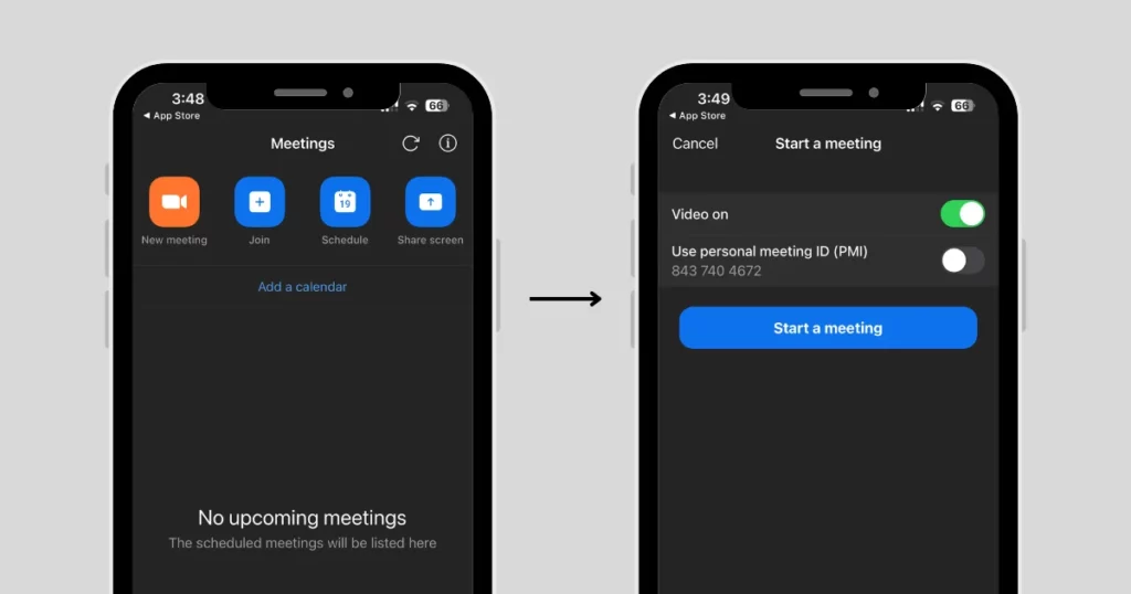 start a new meeting or join - how to record a zoom meeting on iphone