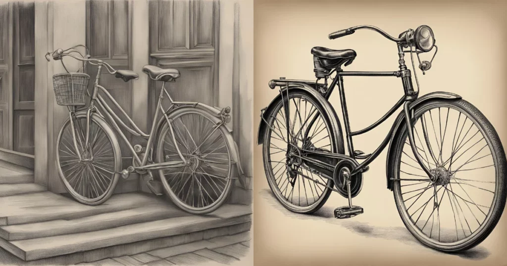 vintage bicycle pencil drawing prompt