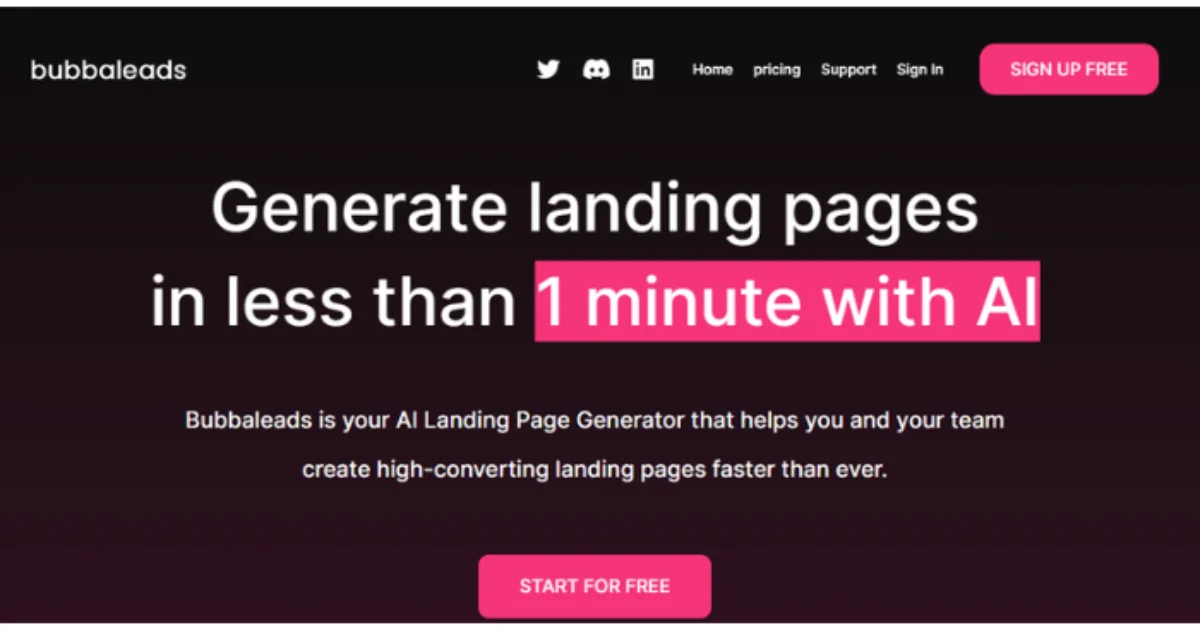 Bubbaleads is one of the best ai landing page generator