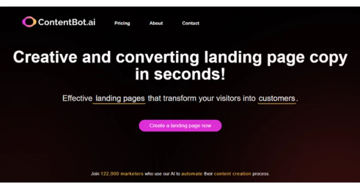 Contentbot is one of the best ai landing page generator