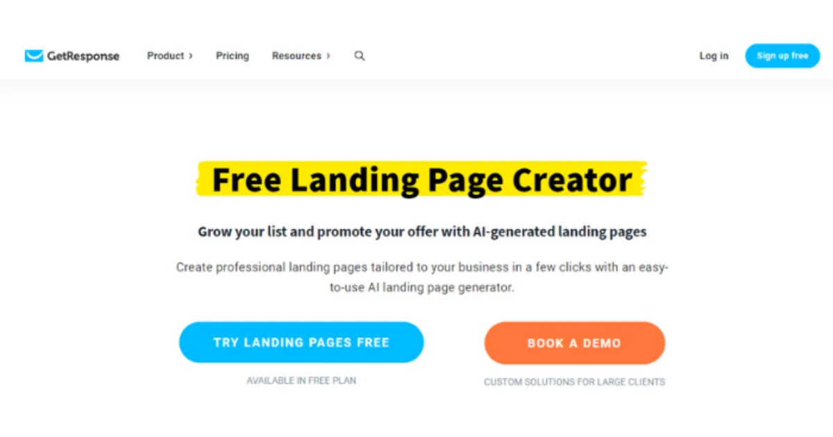 Getresponse is one of the best ai landing page generator