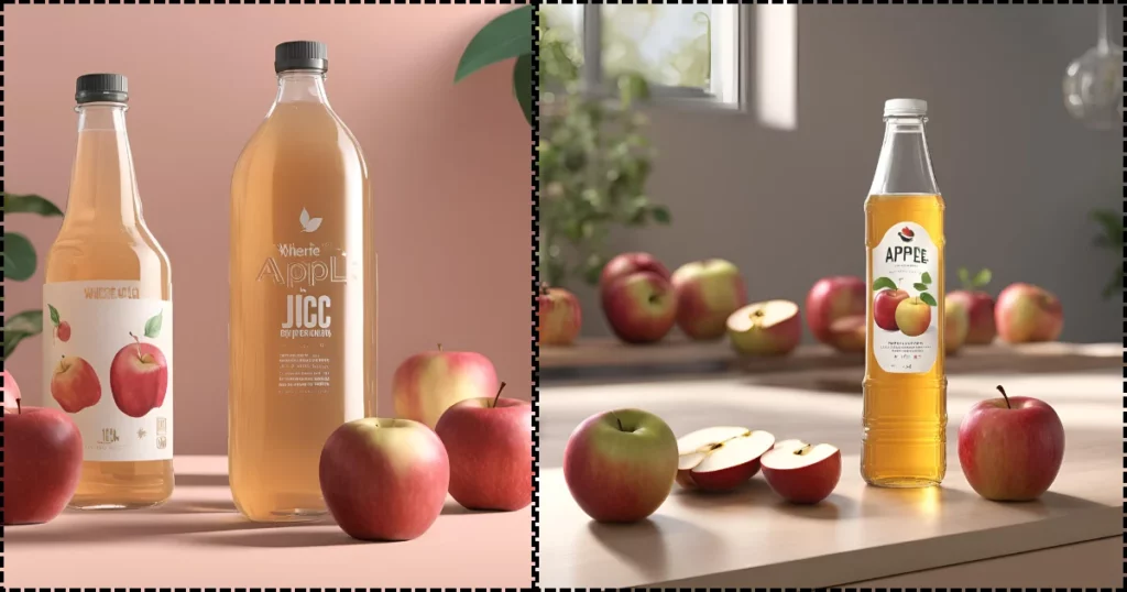 apple juice can with ai background photography
