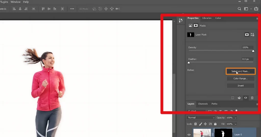 choose select and mask on how to remove background in photoshop