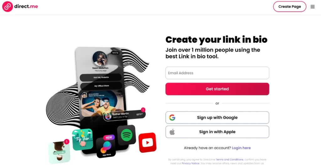 direct.me linktree alternative for instagram