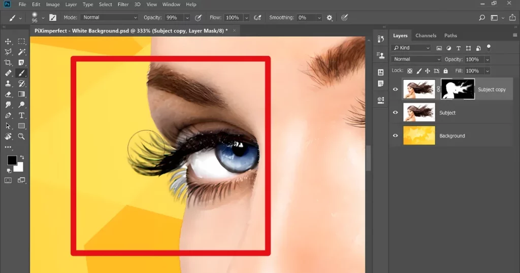 press X again to switch back to black and paint carefully in photoshop