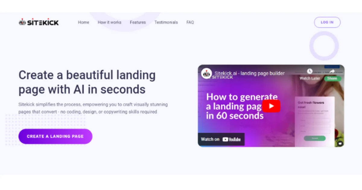 sitekick is one of the best ai landing page generator