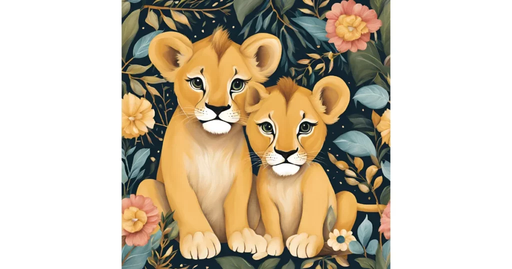 baby lion nursery wall art