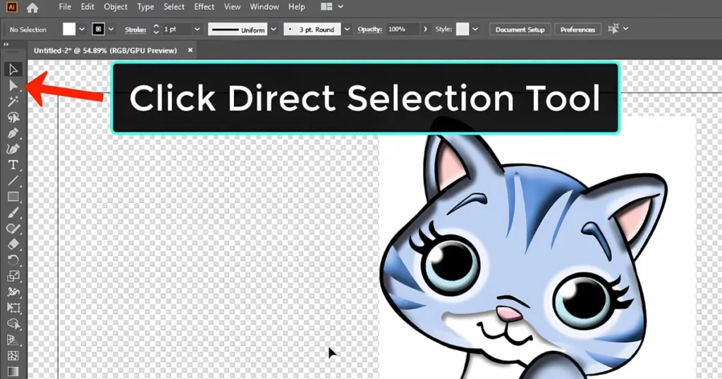 click direct selection tool