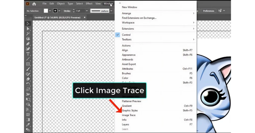 click image trace option on how to remove background in illustrator