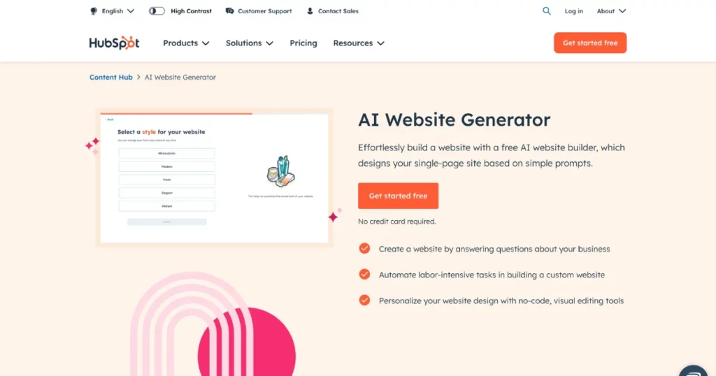 hubspot best ai website builder for individual and businesses