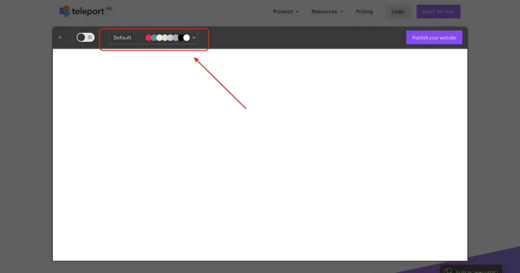 pick a color theme in teleporthq free ai website builder
