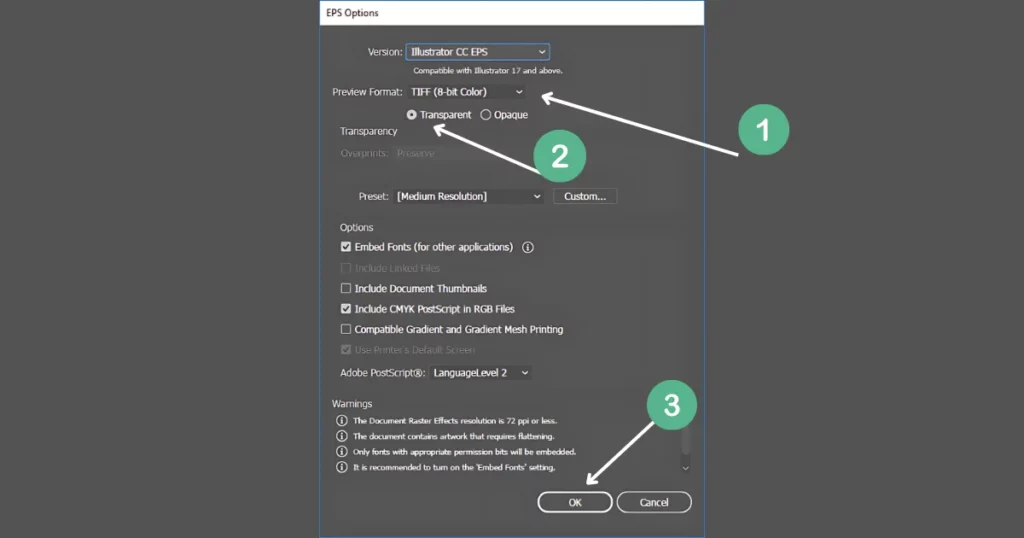 preview tiff with transparent in illustrator