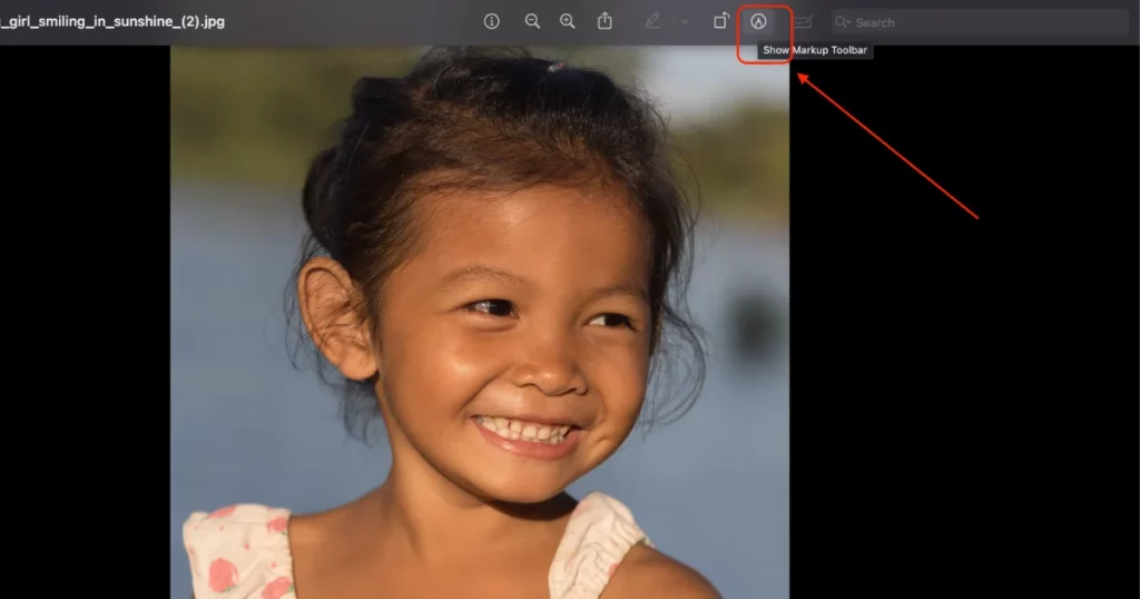 click show markup toolbar to increase resolution of image in macos