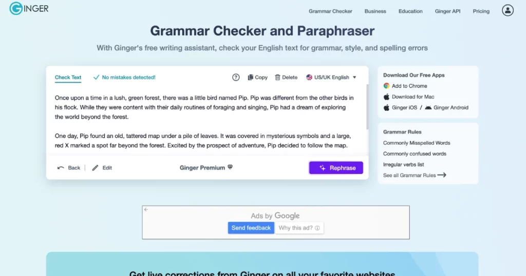 ginger alternative to grammarly for proofreading