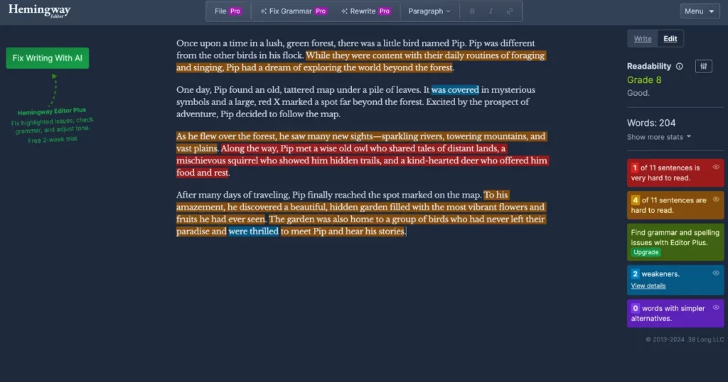 hemingway editor grammarly alternative for complicated sentences