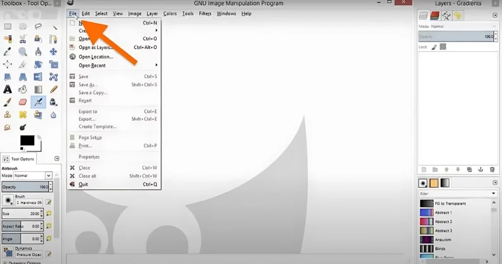 open your image in gimp by going to file > open