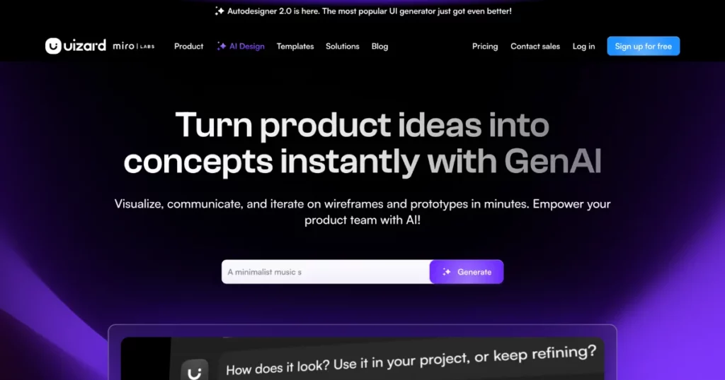 Uizard is one of the best AI design tools for websites