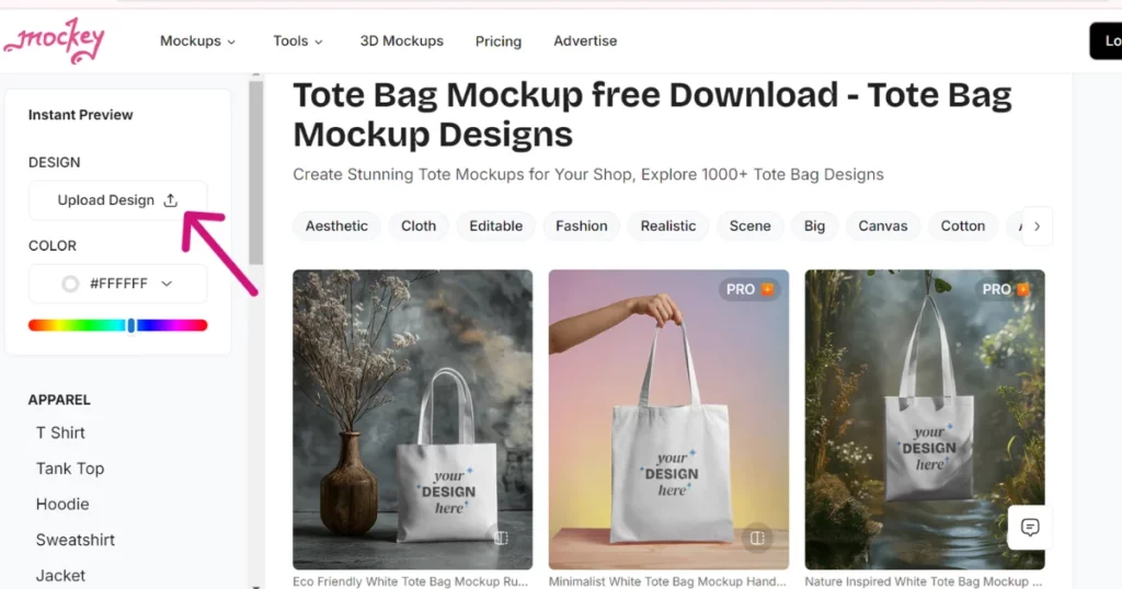 Upload design- Custom tote bags Mockups