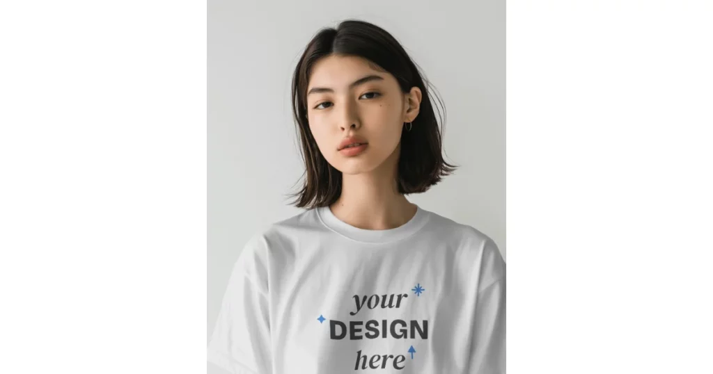 asian model t shirt mockup